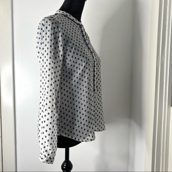LOFT Black White Swiss Dot Chiffon Blouse - Picture 9 of 13